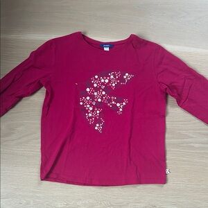 Kids Long Sleeve Tee in Berry with Floral Pattern